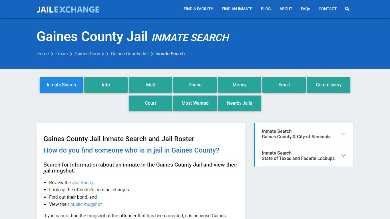 Inmate Search: Roster & Mugshots - Gaines County Jail, TX