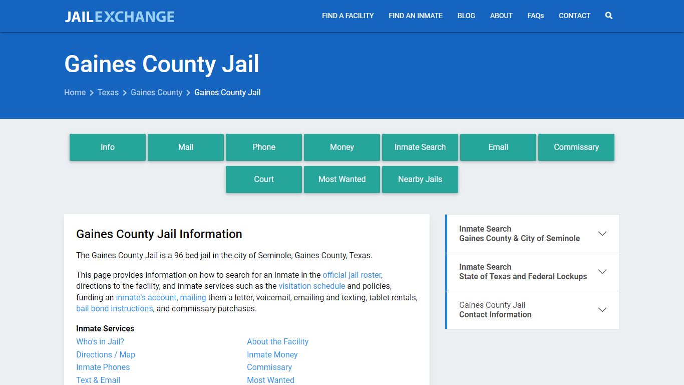 Gaines County Jail, TX Inmate Search, Information